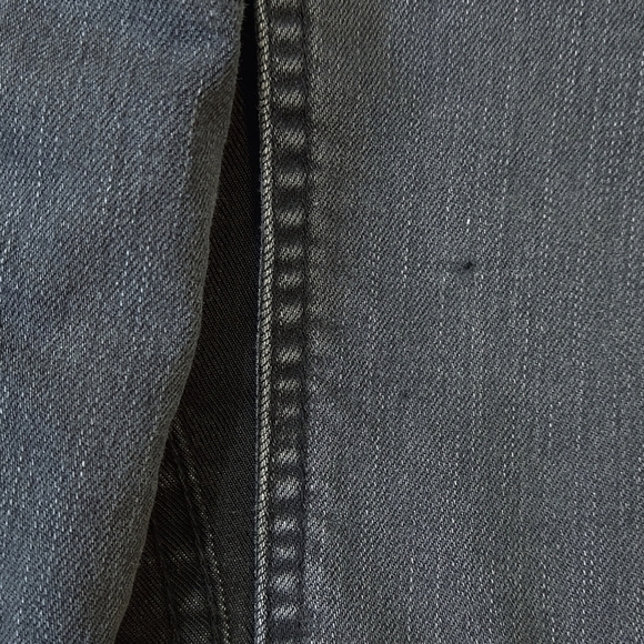 Sam Edelman Black Denim Moto Jacket Contrast Cutout Faux Leather Sleeves Unique - Picture 10 of 12